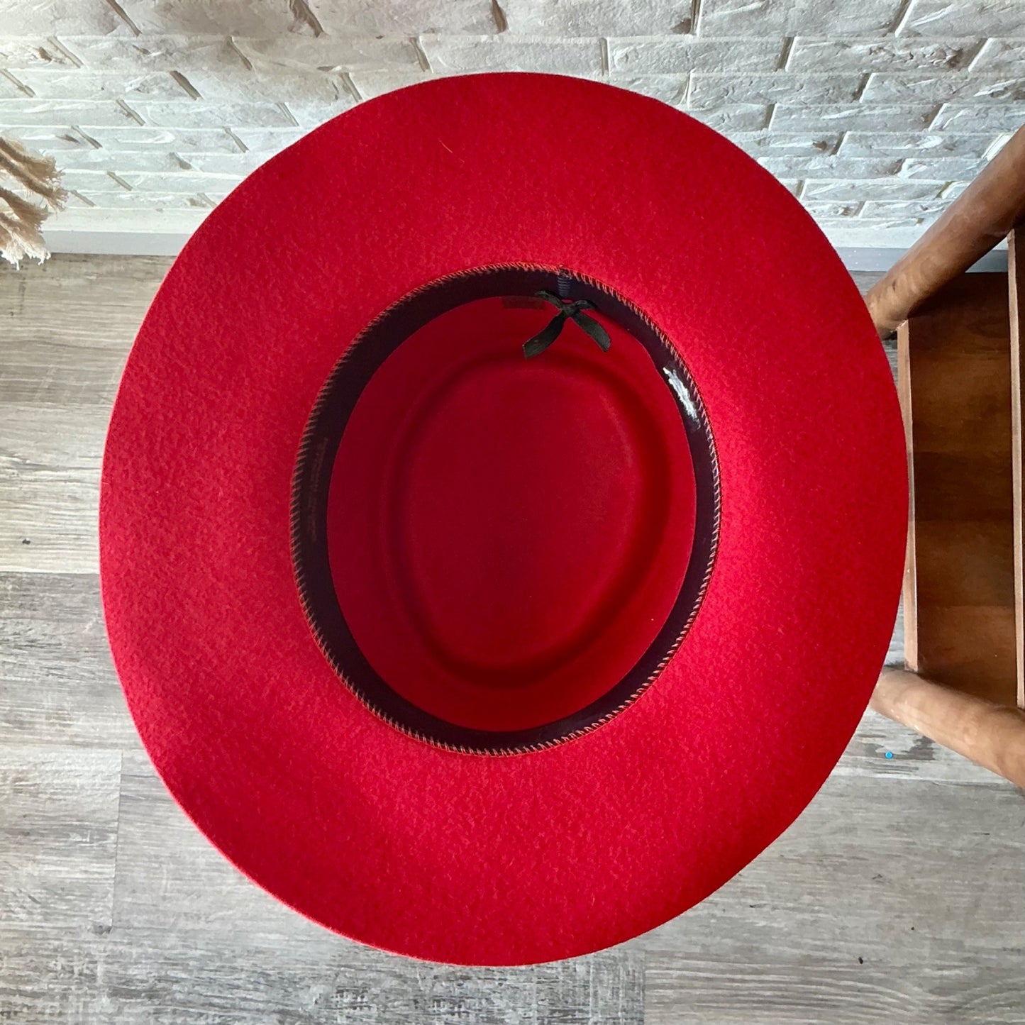 VIntage Red 100% Wool Felt Western Hat Silver Concho Hatband