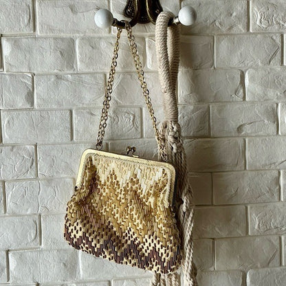 Vintage Hand Beaded Gold Ombré Formal Bag