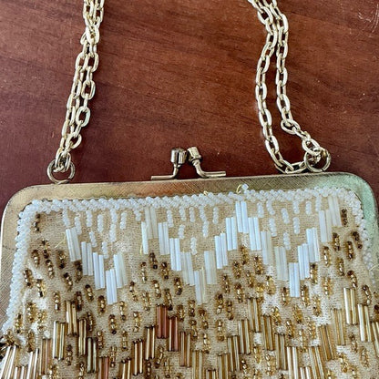 Vintage Hand Beaded Gold Ombré Formal Bag