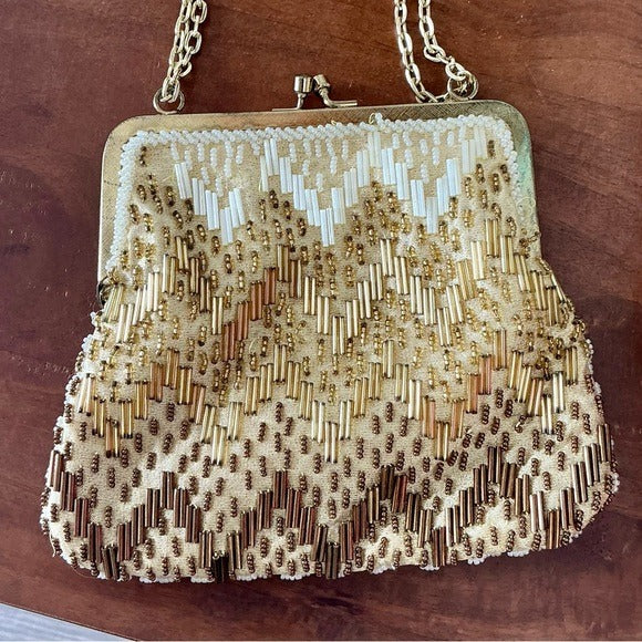 Vintage Hand Beaded Gold Ombré Formal Bag