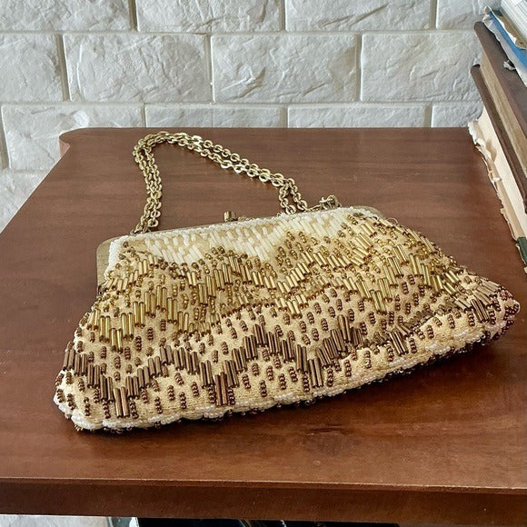 Vintage Hand Beaded Gold Ombré Formal Bag