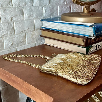 Vintage Hand Beaded Gold Ombré Formal Bag