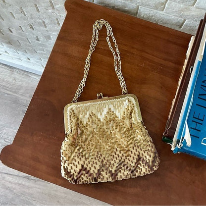 Vintage Hand Beaded Gold Ombré Formal Bag
