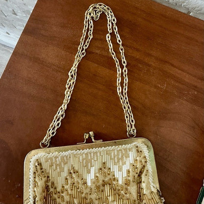 Vintage Hand Beaded Gold Ombré Formal Bag