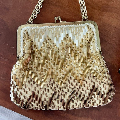 Vintage Hand Beaded Gold Ombré Formal Bag
