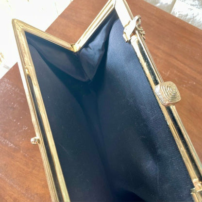 Vintage Metallic Structured Clutch Bag