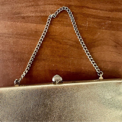 Vintage Metallic Structured Clutch Bag