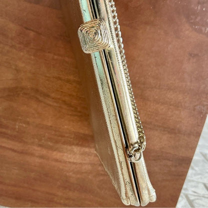 Vintage Metallic Structured Clutch Bag