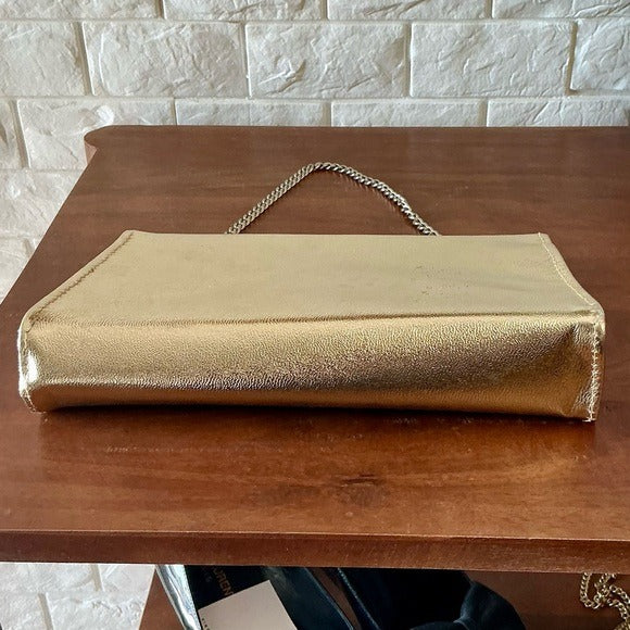Vintage Metallic Structured Clutch Bag