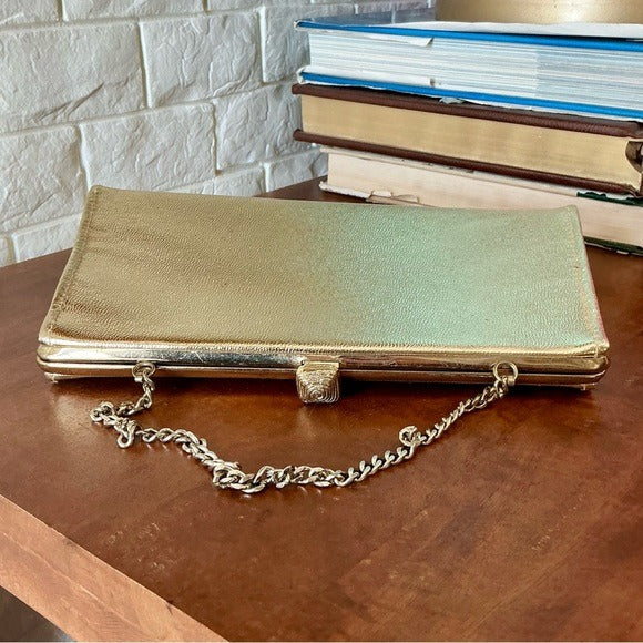 Vintage Metallic Structured Clutch Bag