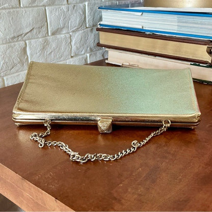 Vintage Metallic Structured Clutch Bag