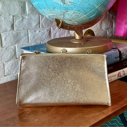Vintage Metallic Structured Clutch Bag