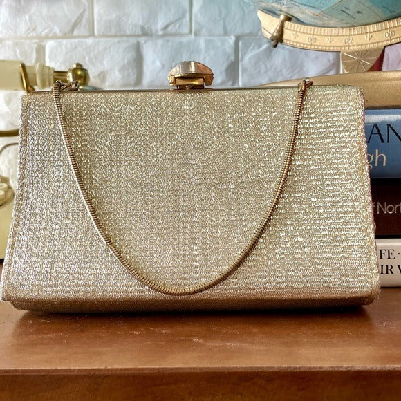 Vintage 1950s Lamè Fabric Clutch Bag