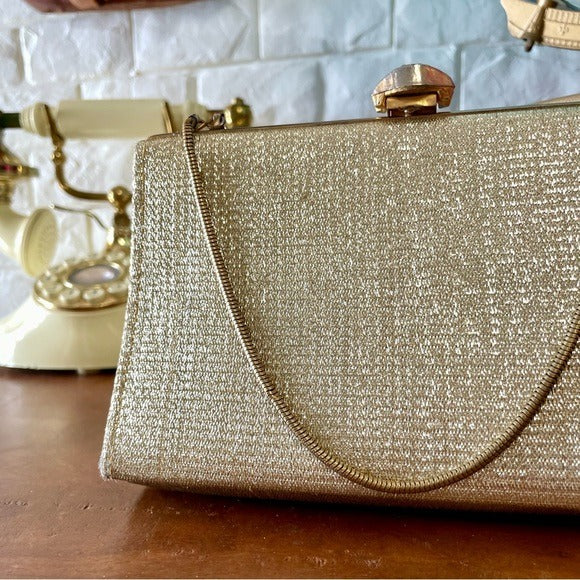 Vintage 1950s Lamè Fabric Clutch Bag