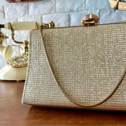 Vintage 1950s Lamè Fabric Clutch Bag