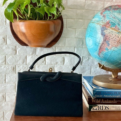 Vintage 50s 60s Lewis Felted Fabric Structured Bag