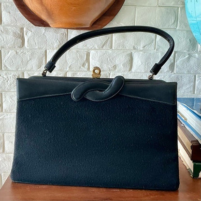Vintage 50s 60s Lewis Felted Fabric Structured Bag