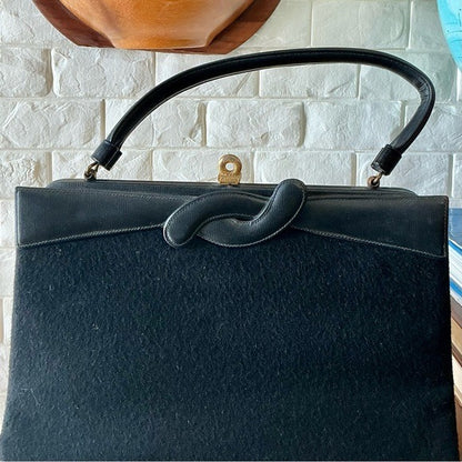 Vintage 50s 60s Lewis Felted Fabric Structured Bag
