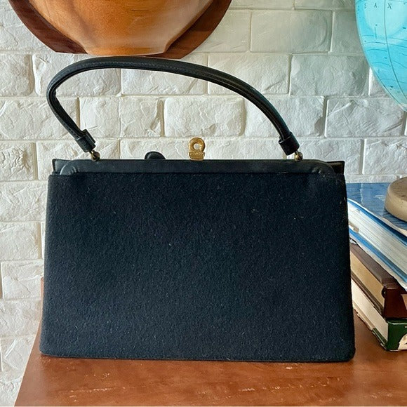 Vintage 50s 60s Lewis Felted Fabric Structured Bag