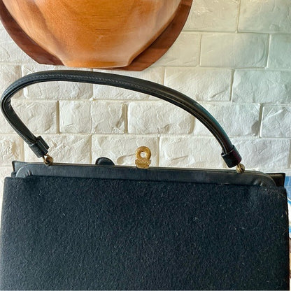 Vintage 50s 60s Lewis Felted Fabric Structured Bag