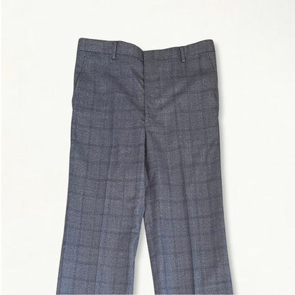 Vintage 1960s 1970s Blue Checked Plaid Trousers
