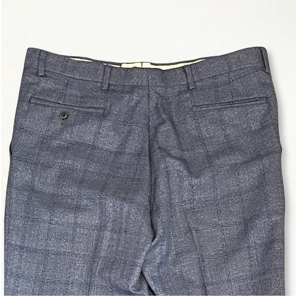 Vintage 1960s 1970s Blue Checked Plaid Trousers