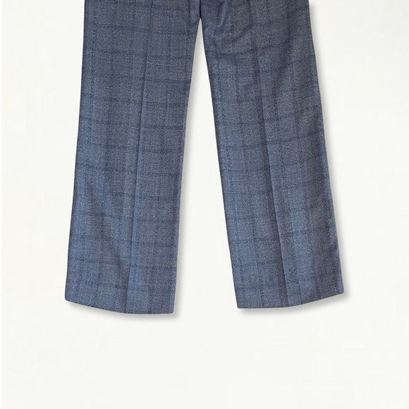 Vintage 1960s 1970s Blue Checked Plaid Trousers