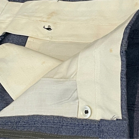 Vintage 1960s 1970s Blue Checked Plaid Trousers