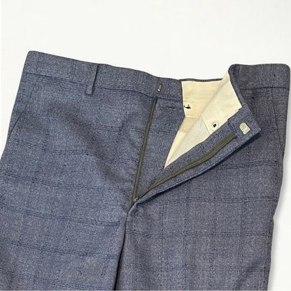 Vintage 1960s 1970s Blue Checked Plaid Trousers