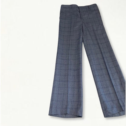 Vintage 1960s 1970s Blue Checked Plaid Trousers