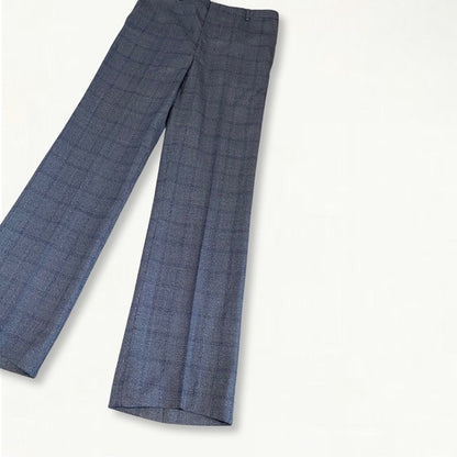 Vintage 1960s 1970s Blue Checked Plaid Trousers