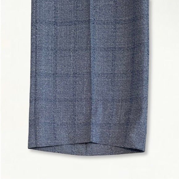 Vintage 1960s 1970s Blue Checked Plaid Trousers
