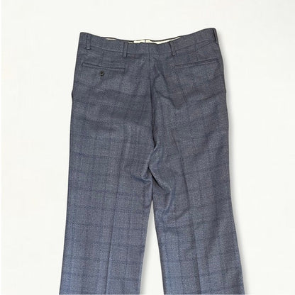 Vintage 1960s 1970s Blue Checked Plaid Trousers