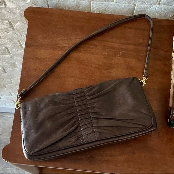 Vintage 90s Y2K apostrophe Pleated Leather Bag