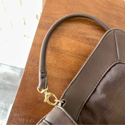 Vintage 90s Y2K apostrophe Pleated Leather Bag