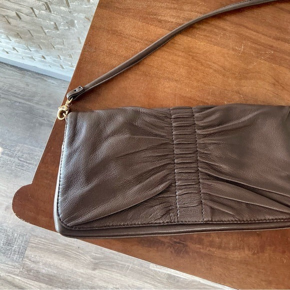 Vintage 90s Y2K apostrophe Pleated Leather Bag