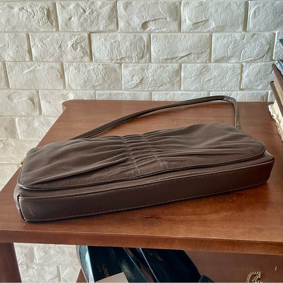 Vintage 90s Y2K apostrophe Pleated Leather Bag