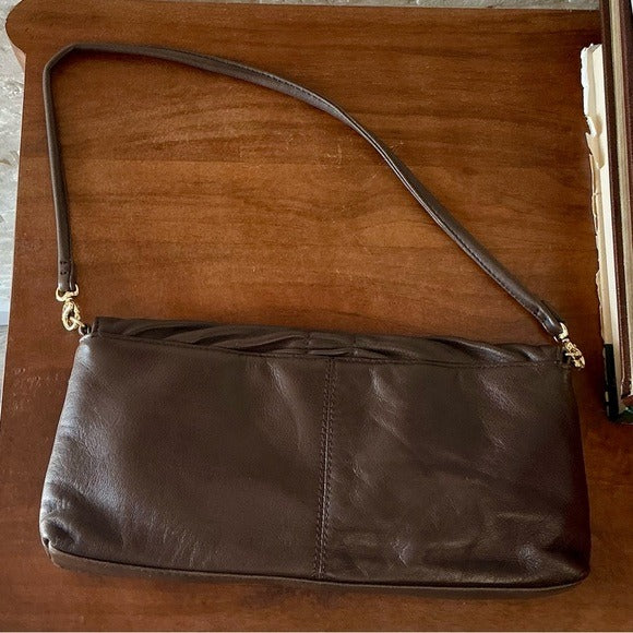 Vintage 90s Y2K apostrophe Pleated Leather Bag