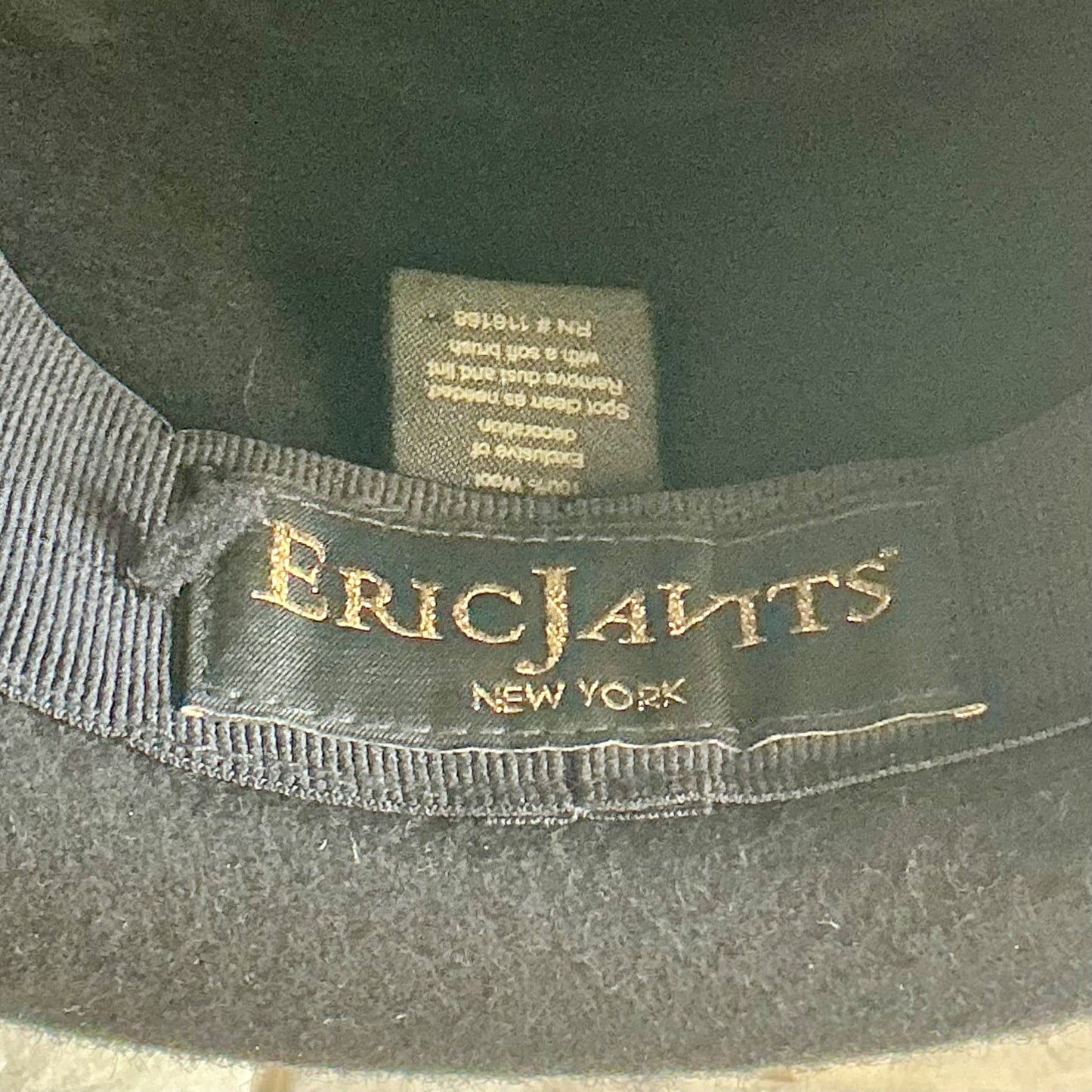 Eric Javits New York Black Wool Felt Hat Fedora