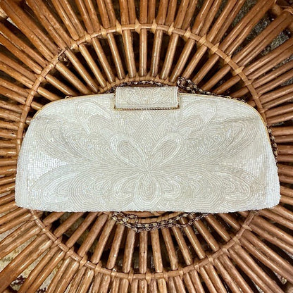 Vintage Hand Beaded Clutch Snap Top Shoulder Bag