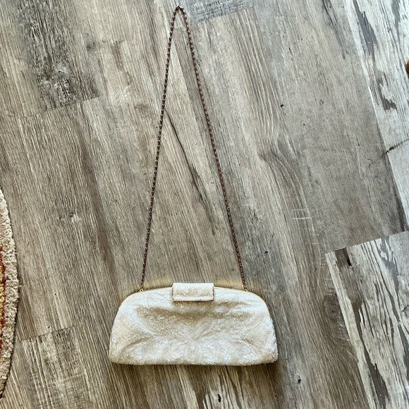 Vintage Hand Beaded Clutch Snap Top Shoulder Bag