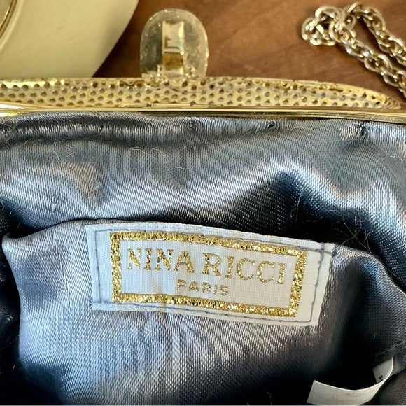 Vintage Nina Ricci Pewter Beaded Evening Bag