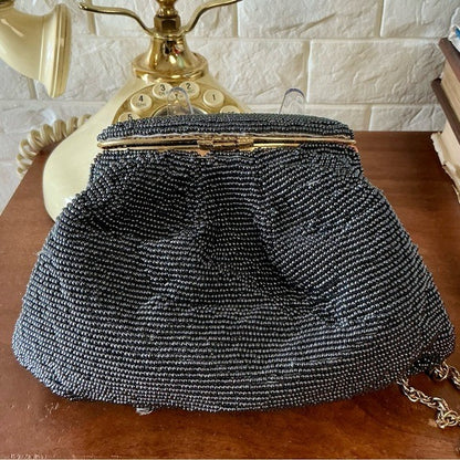 Vintage Nina Ricci Pewter Beaded Evening Bag
