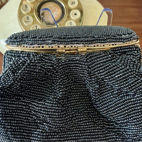 Vintage Nina Ricci Pewter Beaded Evening Bag