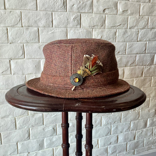 Vintage Jonathan Richard Donegal Tweed Irish Walking Hat Fedora