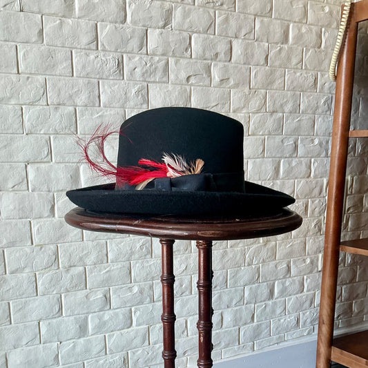 Vintage Georgi Newman Marcus Felt Feathered Hat