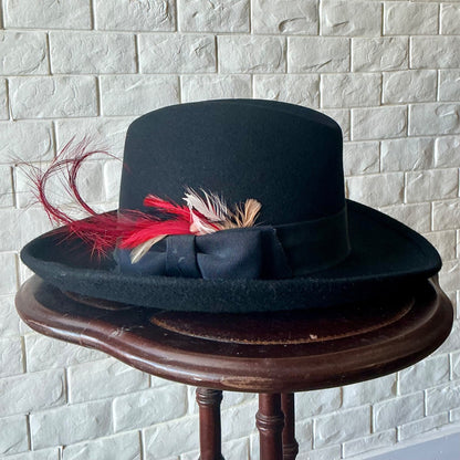 Vintage Georgi Newman Marcus Felt Feathered Hat