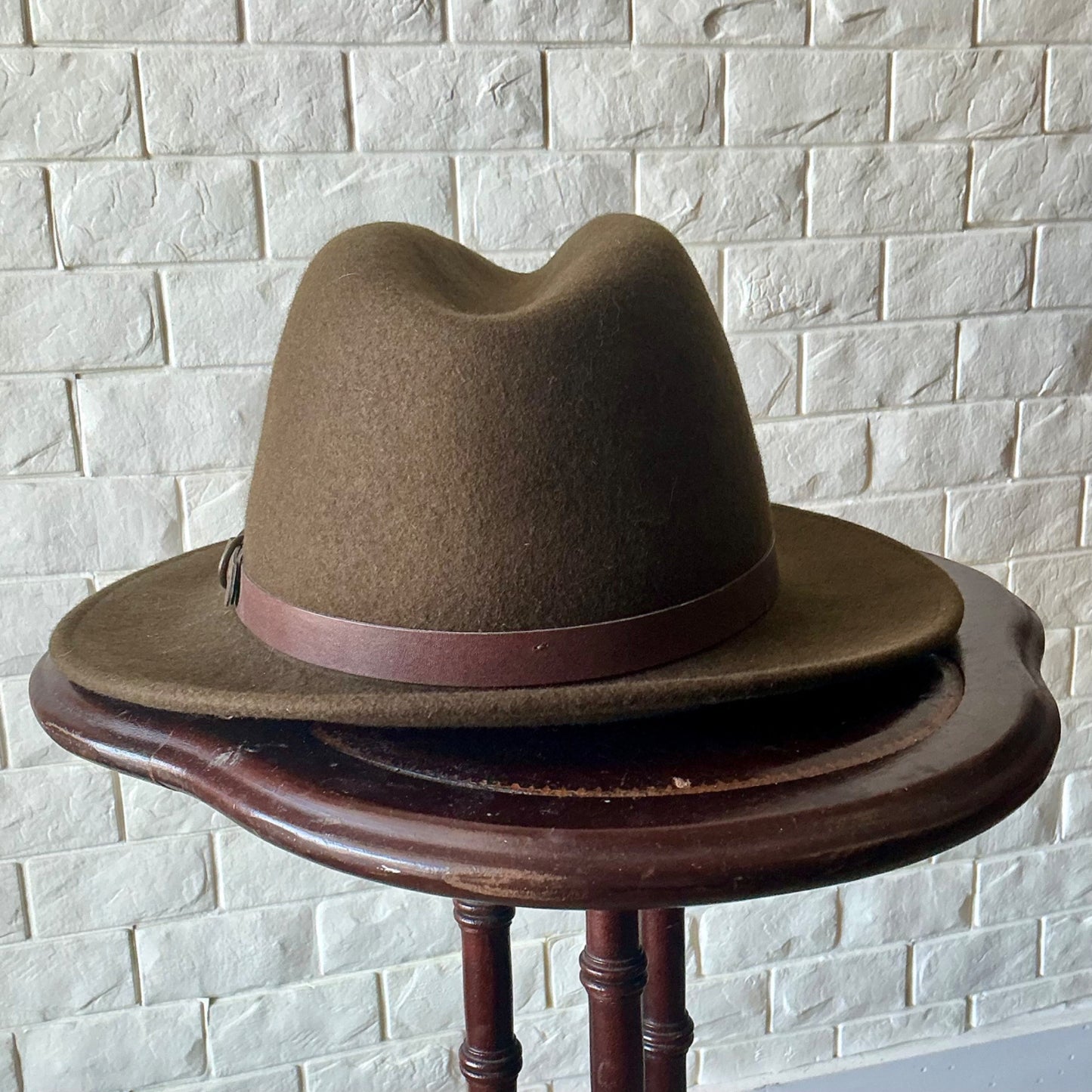 Vintage Olive Green Felt Fedora