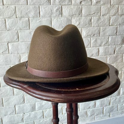 Vintage Olive Green Felt Fedora