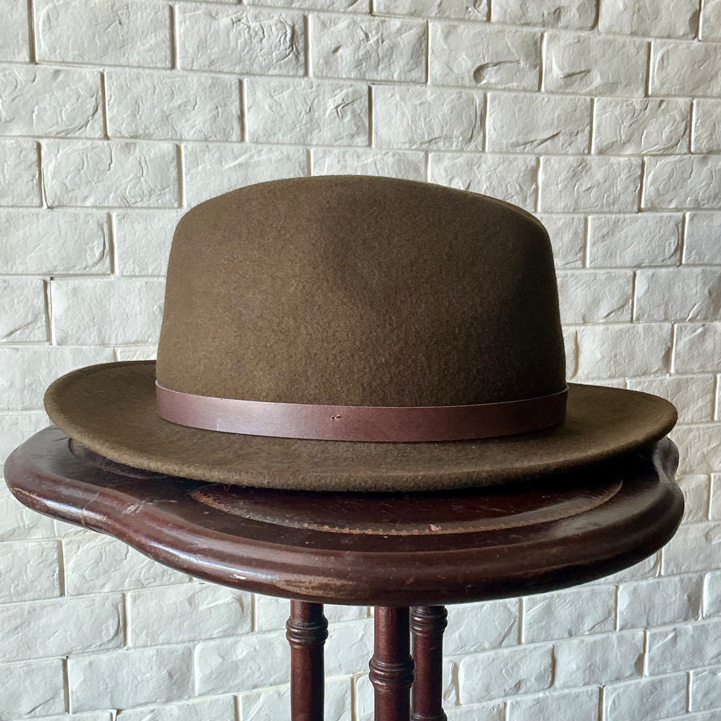 Vintage Olive Green Felt Fedora